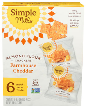 SIMPLE MILLS: Farmhouse Cheddar Almond Flour Cracker Snack Pack, 4.9 oz