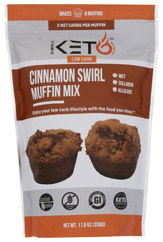 SIMPLY KETO NUTRITION: Low Carb and Keto Friendly Cinnamon Swirl Muffin Mix, 11 oz