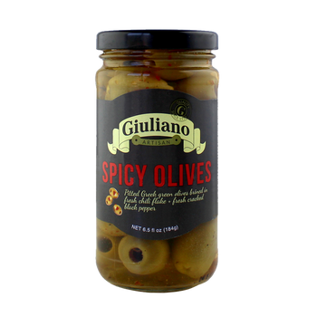 GIULIANO: Spicy Olives, 6.5 oz