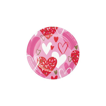 CREATIVE CONVERTING: Sprinkled Hearts Dinner Plate, 8 ea