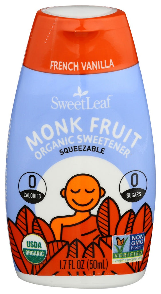 SWEETLEAF STEVIA: Monk Fruit Organic Sweetener French Vanilla Squeezable, 1.7 oz