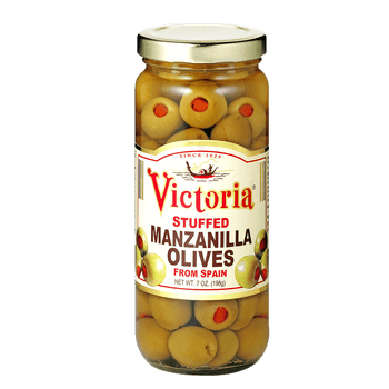 VICTORIA: Stuffed Manzanilla Olives, 7 oz