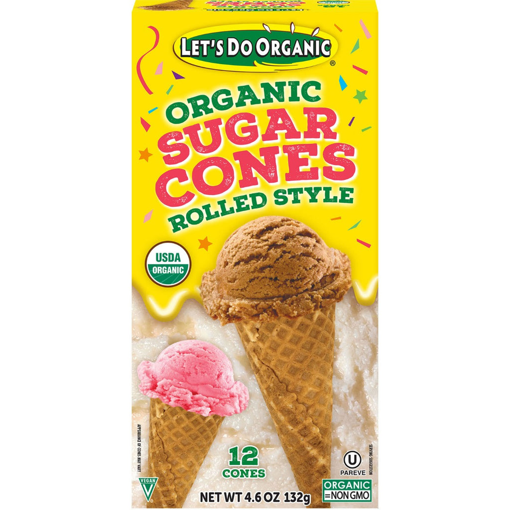 LETS DO ORGANICS: Organic Ice Cream Sugar Cones Rolled Style, 4.6 oz