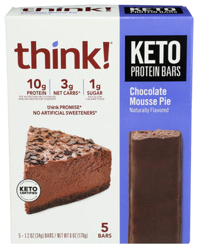 THINK: Chocolate Mousse Pie Keto Protein Bar 5 Pieces, 6 oz