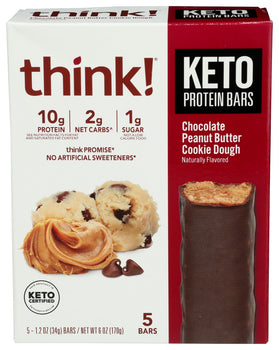 THINK: Chocolate Peanut Butter Cookie Dough Keto Protein Bar 5 Pieces, 6 oz