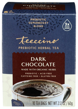 TEECCINO: Dark Chocolate Prebiotic Herbal Tea, 10 ct