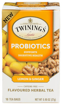 TWINING TEA: Probiotic Tea Lemon Ginger, 18 bg