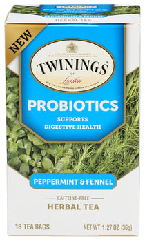 TWINING TEA: Probiotic Tea Peppermint Fennel, 18 bg