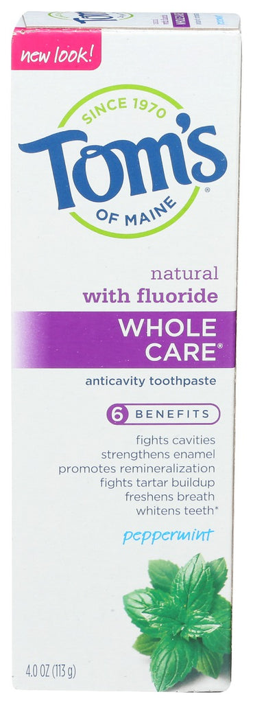 TOMS OF MAINE: Whole Care Peppermint Toothpaste, 4 oz