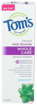 TOMS OF MAINE: Whole Care Peppermint Toothpaste, 4 oz