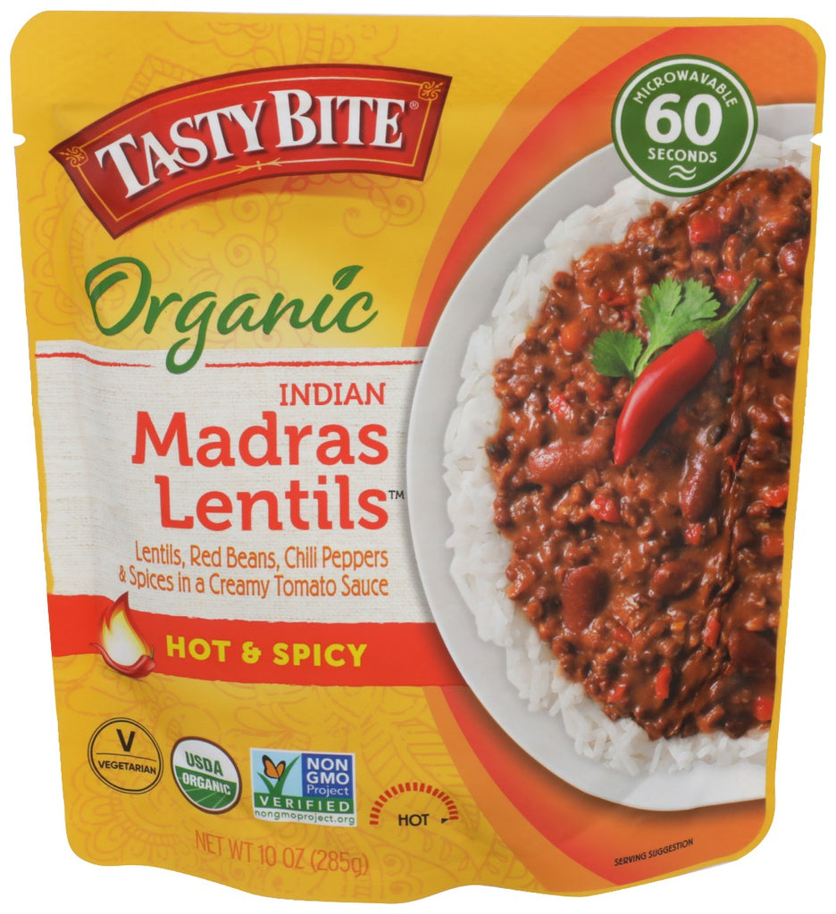 TASTY BITE: Organic Indian Madras Lentils Hot and Spicy, 10 oz