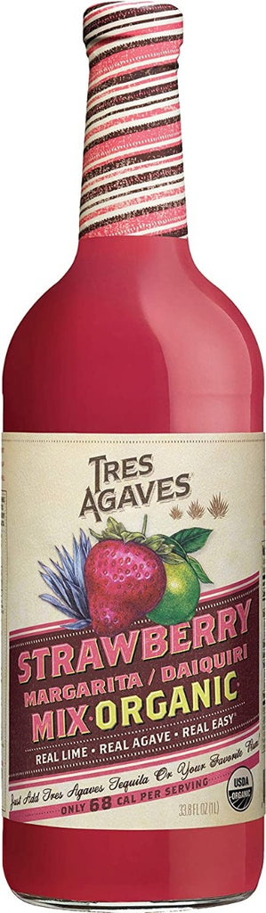 TRES AGAVES: Mix Margarita Strwbry Org, 33.8 fo