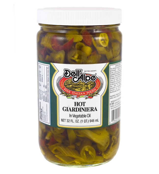 DELL ALPE: Hot Giardiniera In Vegetable Oil, 32 oz