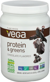 VEGA: Protein and Greens Plant Based Protein Powder Chocolate, 18.4 oz