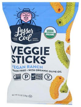 LESSER EVIL: Veggie Sticks Vegan Ranch, 4.5 oz