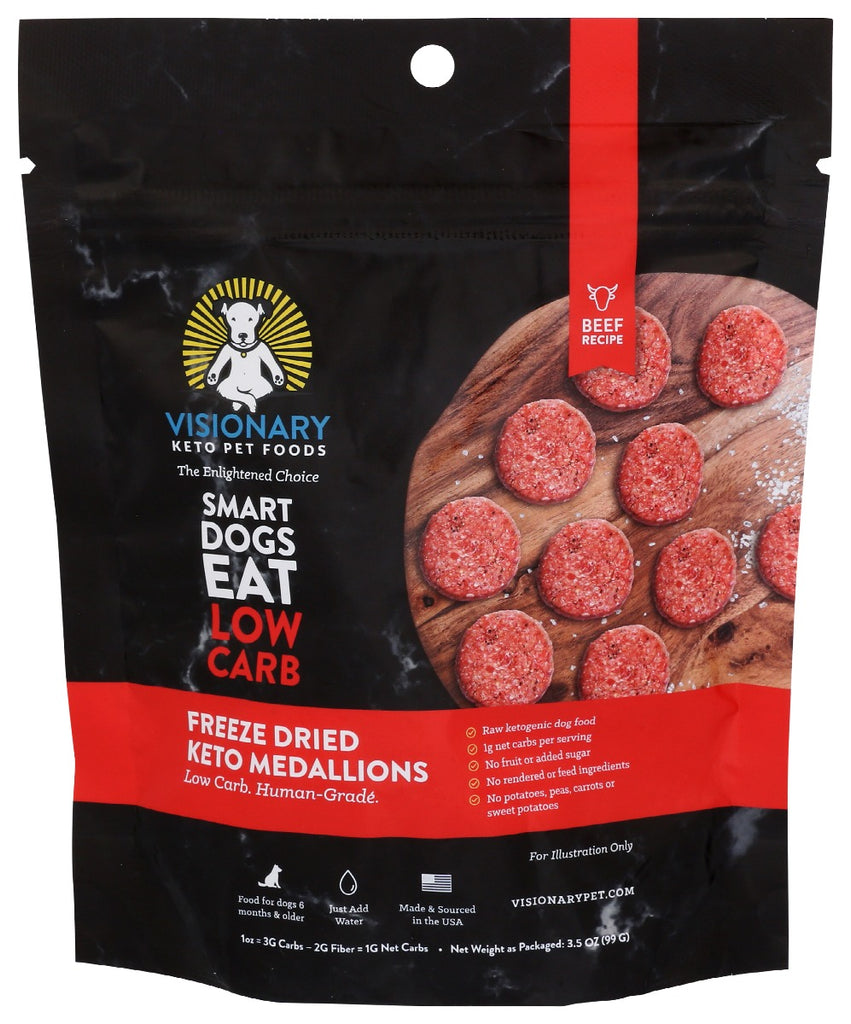 VISIONARY PET FOODS: Freeze Dried Beef Keto Medallions, 25 oz