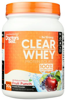 DOCTORS BEST: Clear Whey Protein Isolate Fruit Punch, 529.2 gm