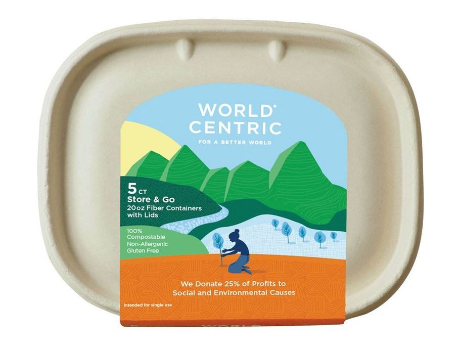 WORLD CENTRIC: 20 Oz Fiber Containers with Lids, 5 ct