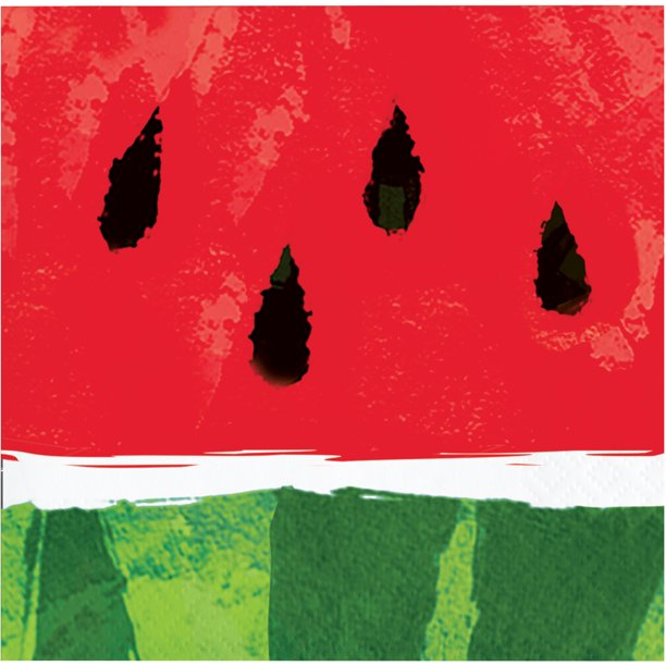 CREATIVE CONVERTING: Juicy Watermelon Beverage Napkin, 16 ea