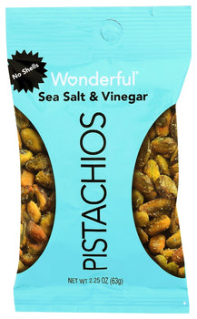 WONDERFUL PISTACHIOS: Sea Salt Vinegar No Shell, 2.25 oz