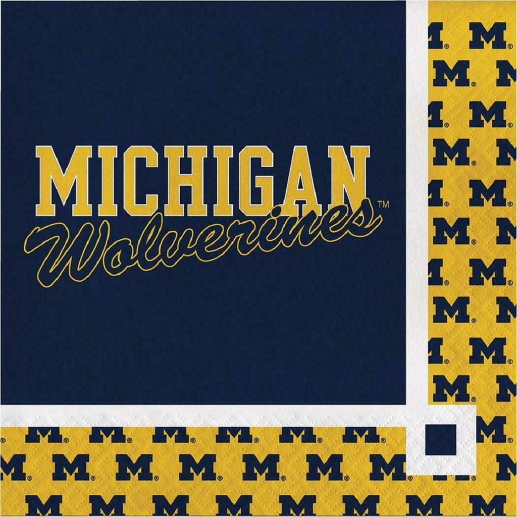 CREATIVE CONVERTING: Michigan Wolverines Beverage Napkin, 20 ea