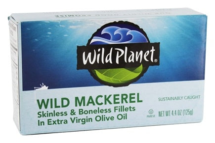 WILD PLANET: Mackerel Wild Fillet in Extra Virgin Olive Oil, 4.4 oz