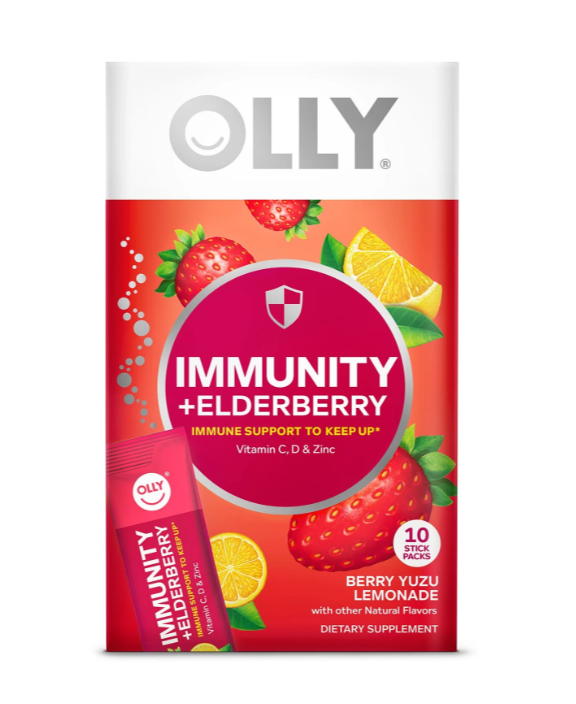 OLLY: Immunity Plus Elderberry Berry Yuzu Lemonade Powder Pack, 10 ea