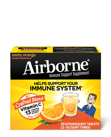 AIRBORNE: Zesty Orange Effervescent Tablets, 30 tb