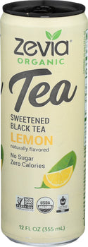 ZEVIA: Organic Black Tea Lemon, 12 fo