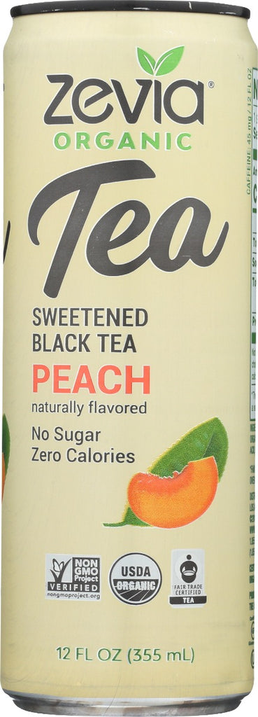 ZEVIA: Organic Black Tea Peach, 12 fo